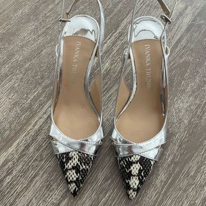 NEW, Ivanka Trump, Billa Slingback Pump with snakeskin  accent toe box.
